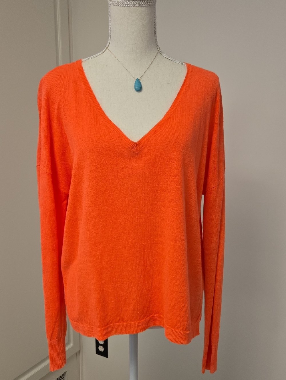 Polo Ralph Lauren Coral 100% Linen V-neck Sweater